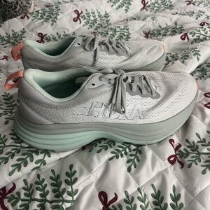 Hoka Women's White and Mint Athletic Shoes